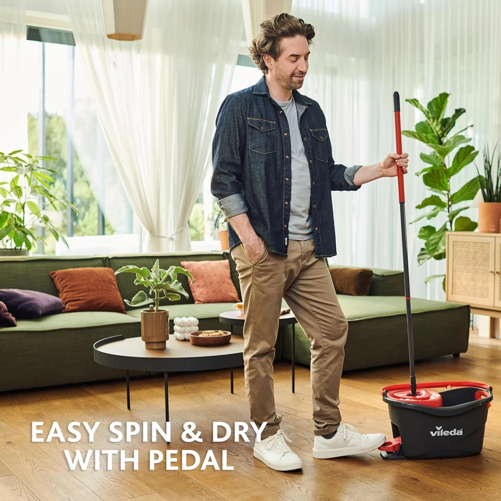 Vileda Easy Wring & Clean Turbo Grindų plovimo šluota su besisukančiu gręžtuvu | Teleskopinė rankena 85 – 123 cm