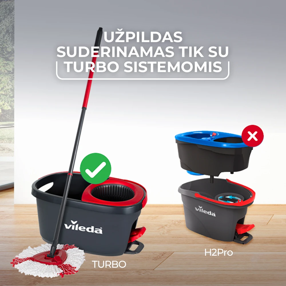 VILEDA Turbo šluotos atsarginė 2in1 mikropluošto šluostė, 1 vnt.