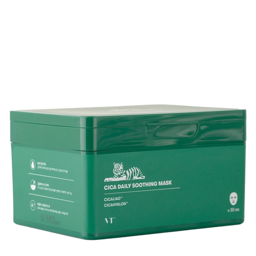 VT Cosmetics Cica Daily Soothing Mask raminamųjų lakštinių veido kaukių rinkinys, 30 vnt.