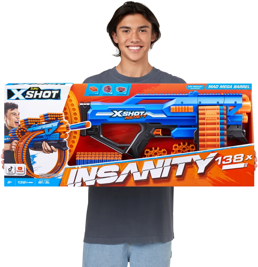 XSHOT žaislinis šautuvas Mad Megga Barrel Blaster Insanity, 1 serija, 36609