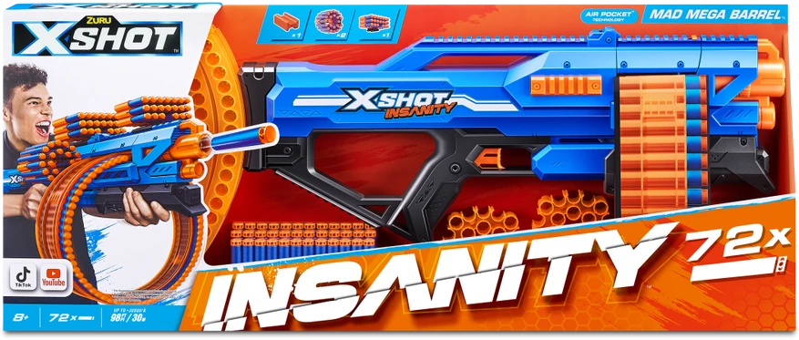XSHOT žaislinis šautuvas Mad Megga Barrel Blaster Insanity, 1 serija, 36609