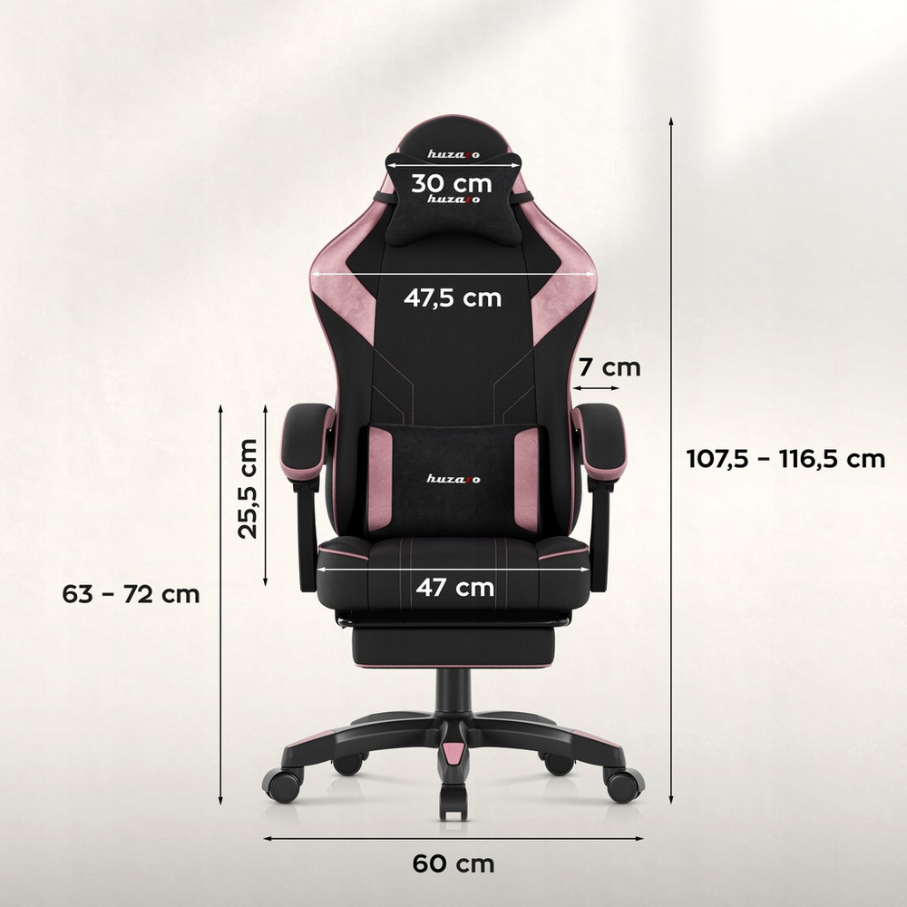 Žaidimų kėdė Huzaro Force 3.7, juodos ir rožinės spalvos