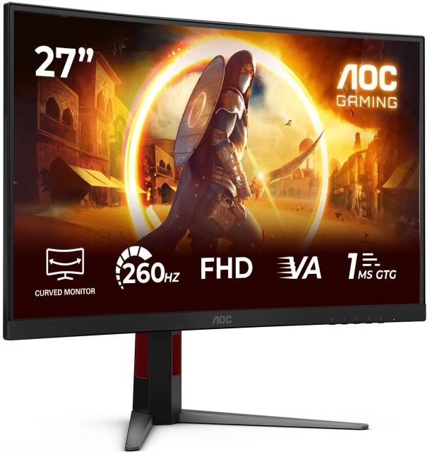 Žaidimų monitorius AOC C27G4Z2, 27" Full HD (1920x1080) lenktas VA, 260Hz, 1ms, HDR10, Adaptive Sync