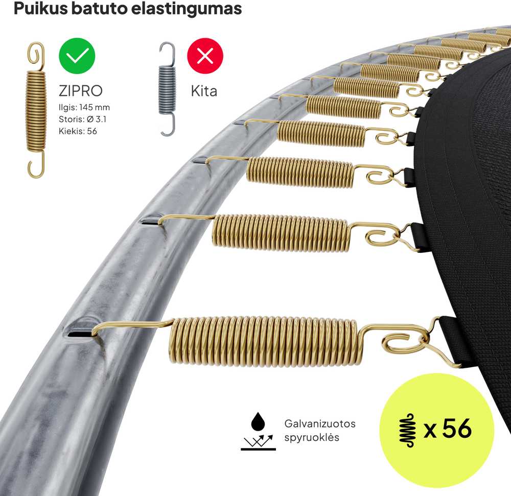 Zipro JumpPro Premium Batutas su vidiniu tinklu, 312cm