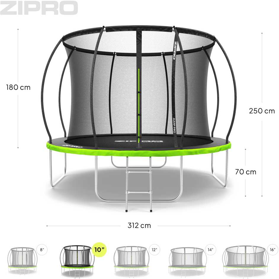 Zipro JumpPro Premium Batutas su vidiniu tinklu, 312cm