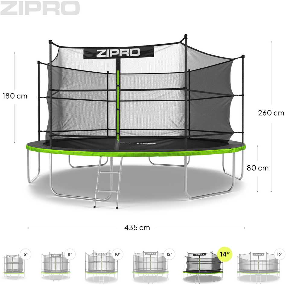 Zipro JumpPro IN Batutas su vidiniu tinklu, 435cm