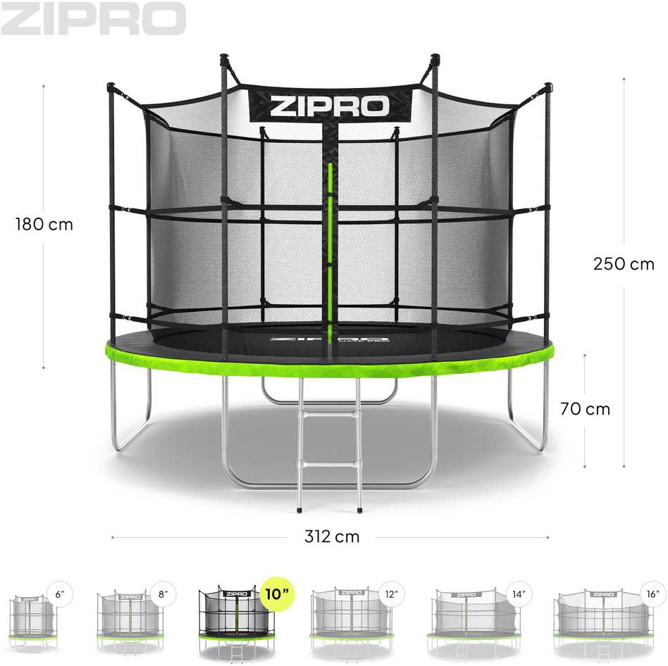 Zipro JumpPro IN Batutas su vidiniu tinklu, 312cm