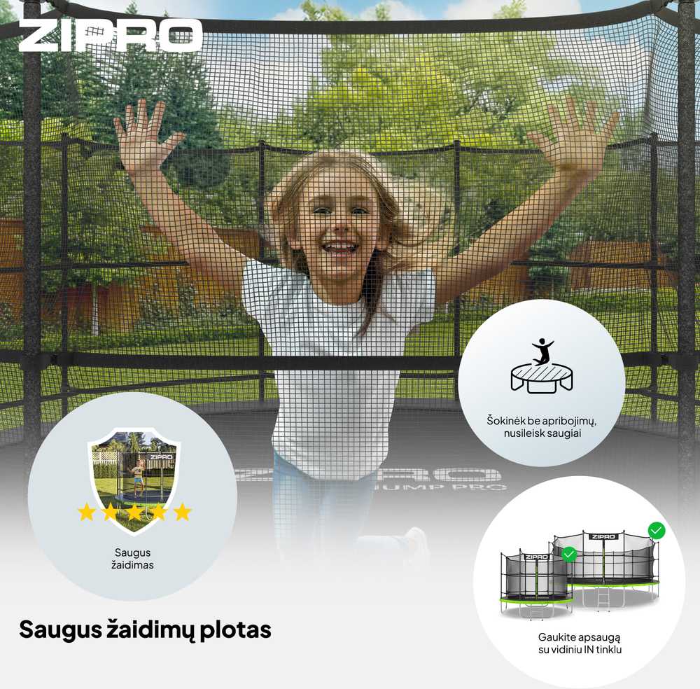 Zipro JumpPro IN Batutas su vidiniu tinklu, 312cm
