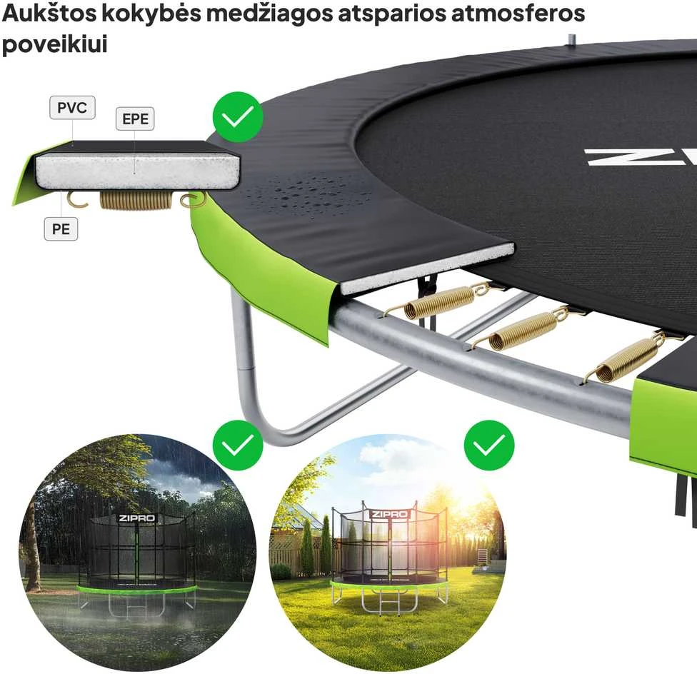 Zipro JumpPro IN Batutas su vidiniu tinklu, 183cm