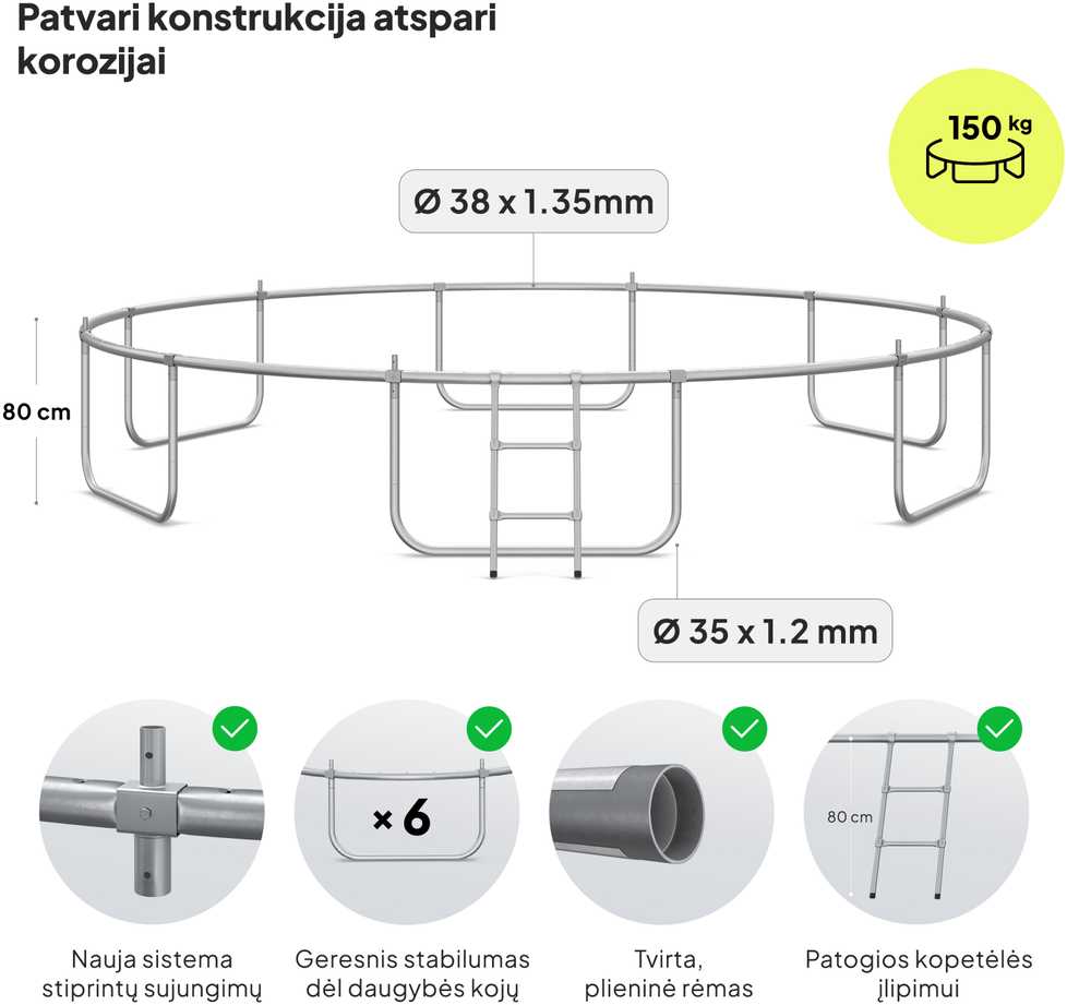 Zipro JumpPro IN Batutas su vidiniu tinklu, 435cm