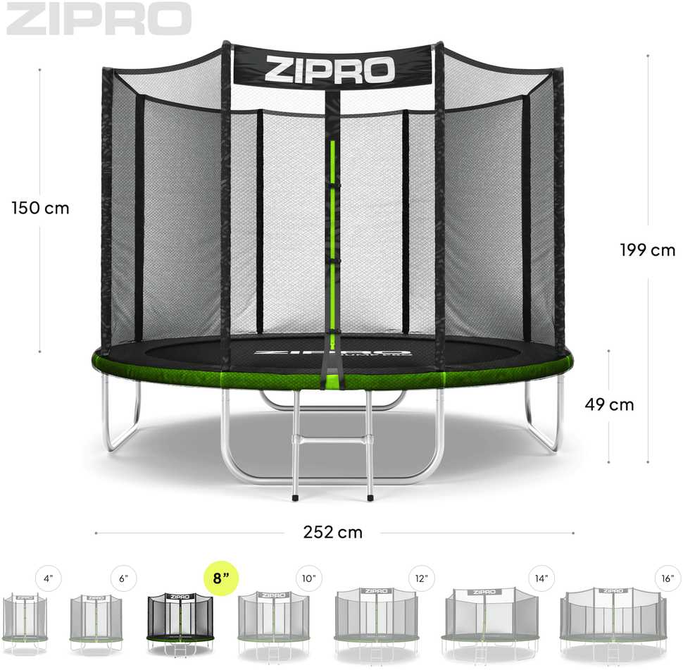 Zipro Jump Pro OUT batutas su išoriniu tinklu, 252 cm