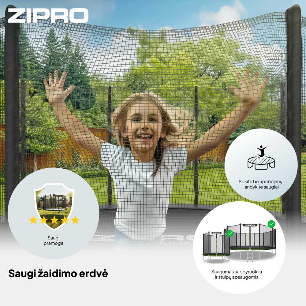 Zipro Jump Pro OUT batutas su išoriniu tinklu, 127 cm