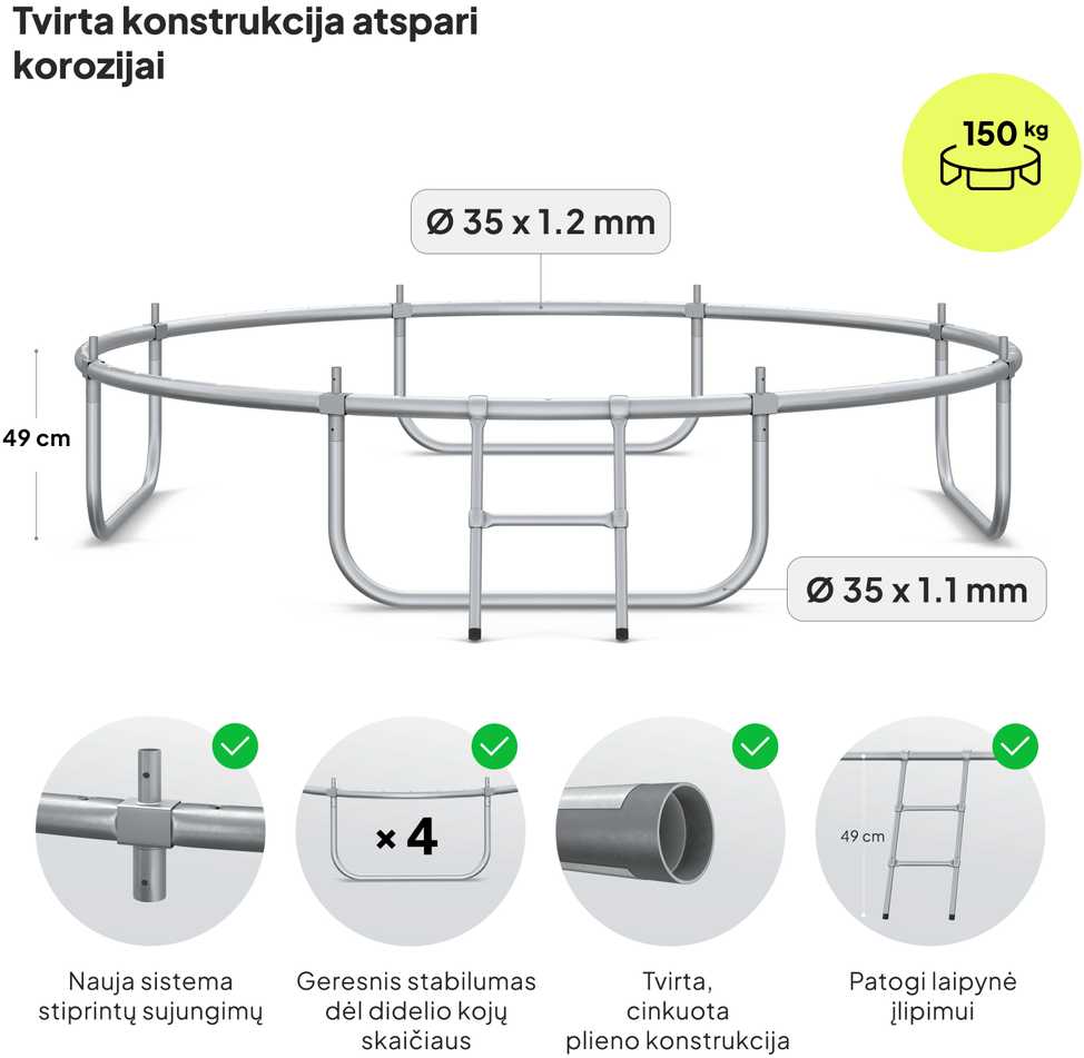 Zipro Jump Pro OUT batutas su išoriniu tinklu, 252 cm