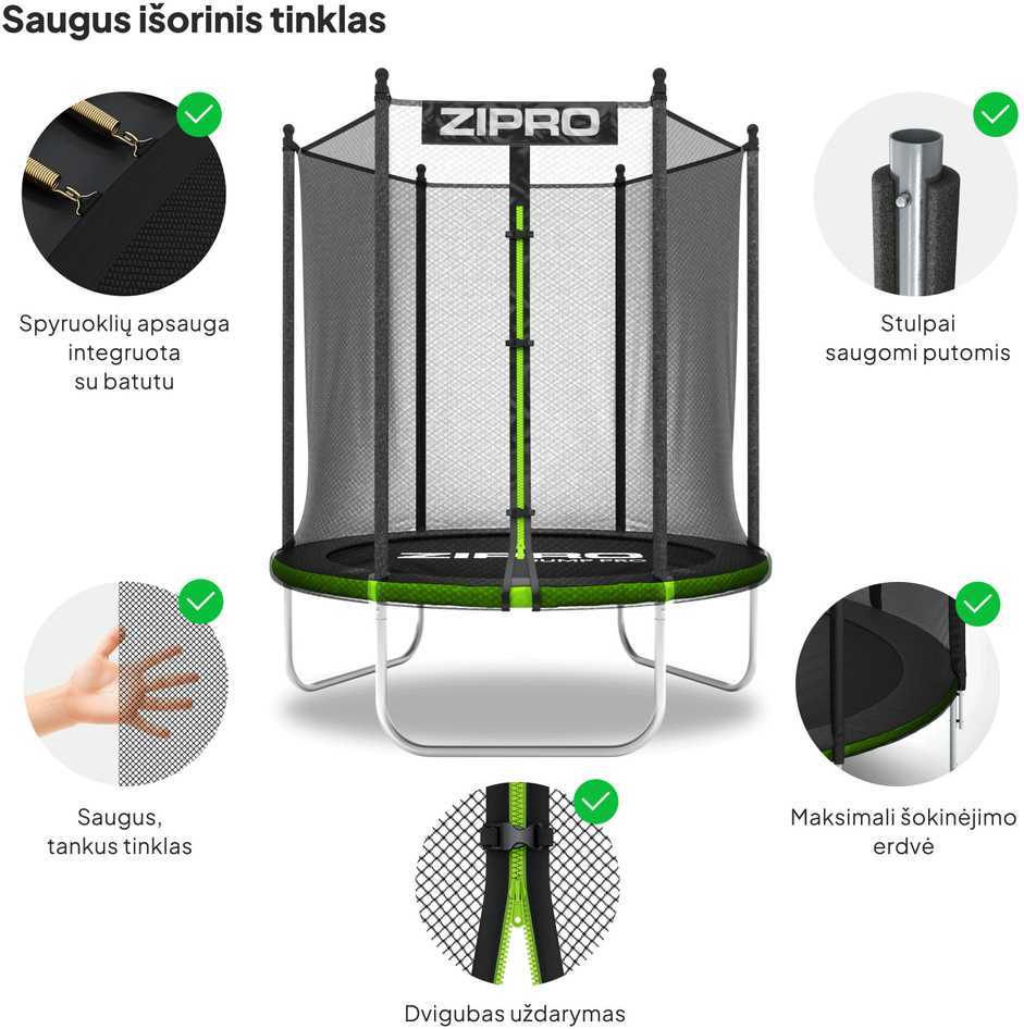 Zipro Jump Pro OUT batutas su išoriniu tinklu, 127 cm