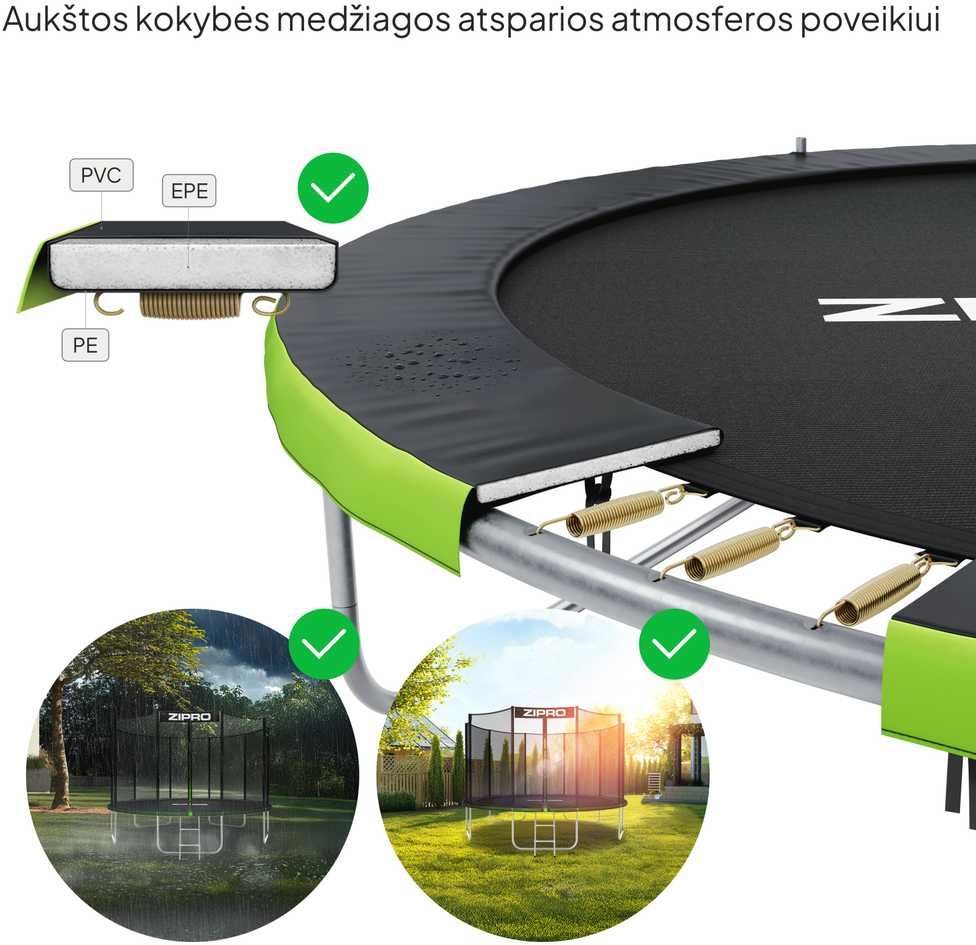 Zipro Jump Pro OUT batutas su išoriniu tinklu, 312 cm