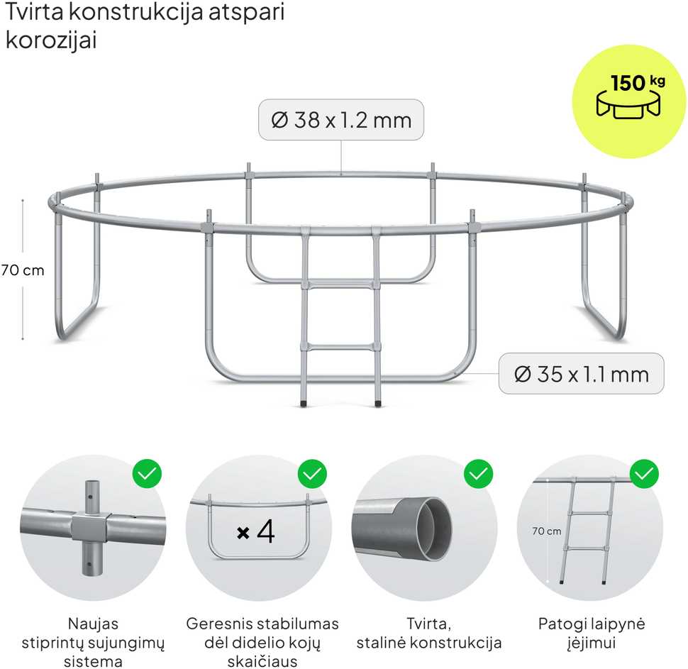 Zipro Jump Pro OUT batutas su išoriniu tinklu, 312 cm
