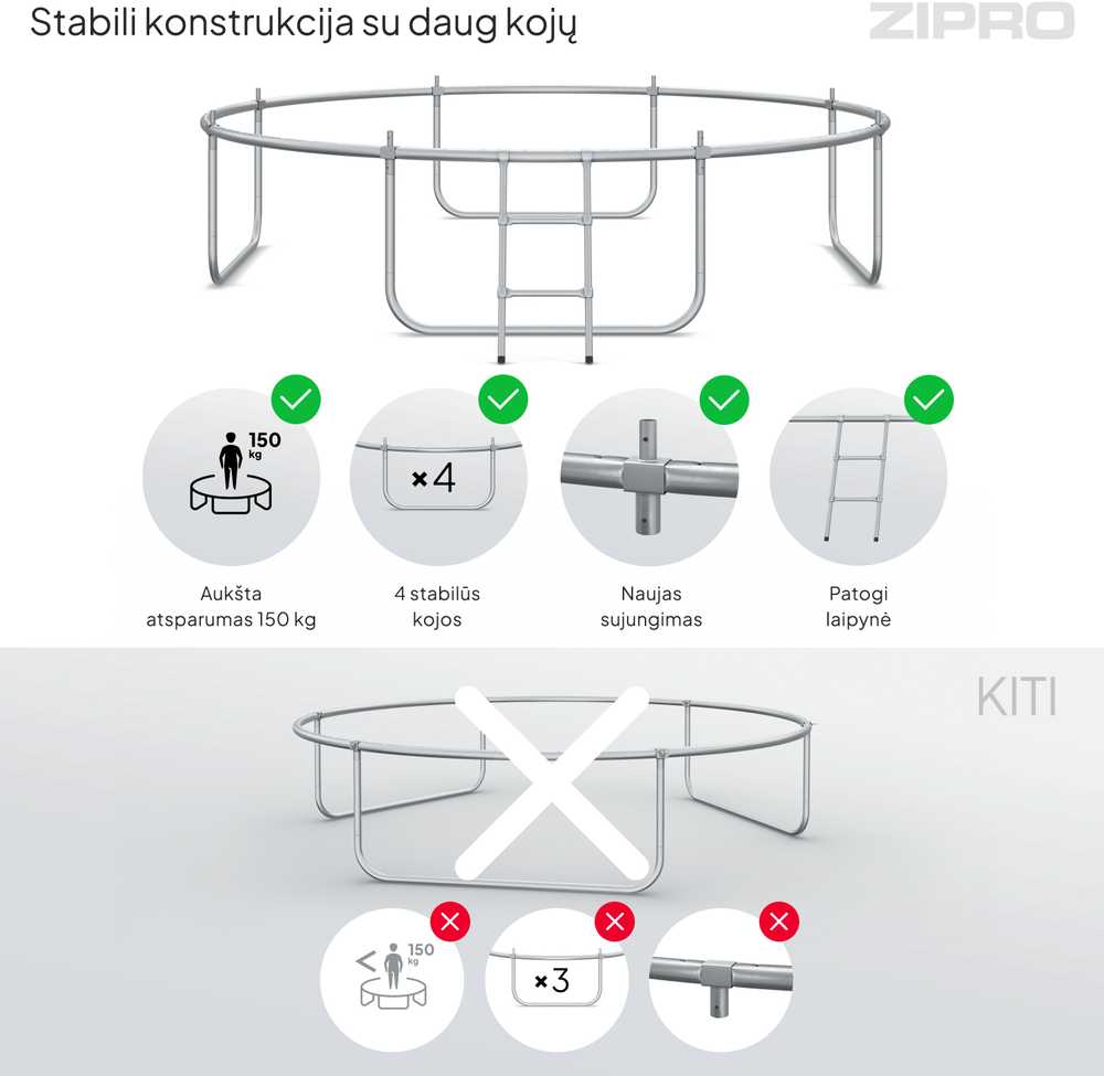 Zipro Jump Pro OUT batutas su išoriniu tinklu, 312 cm