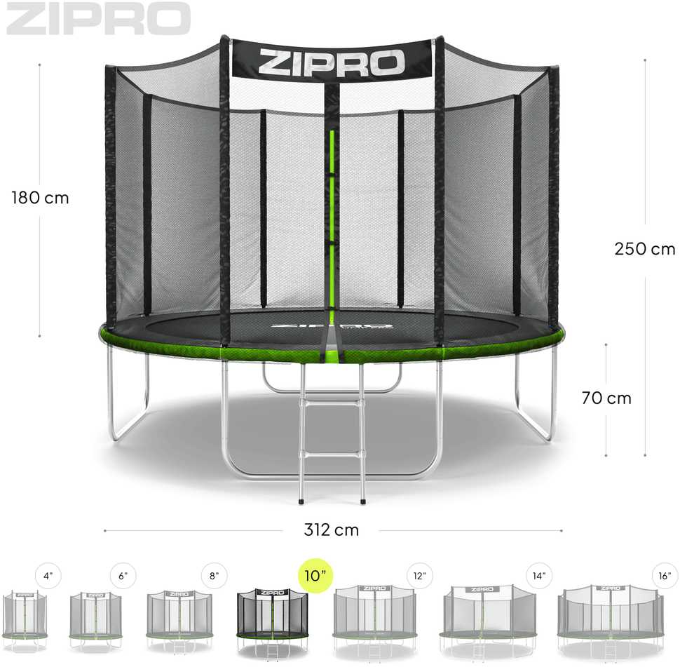Zipro Jump Pro OUT batutas su išoriniu tinklu, 312 cm