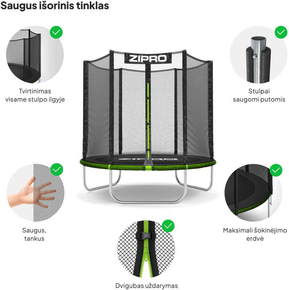 Zipro Jump Pro OUT batutas su išoriniu tinklu, 183 cm