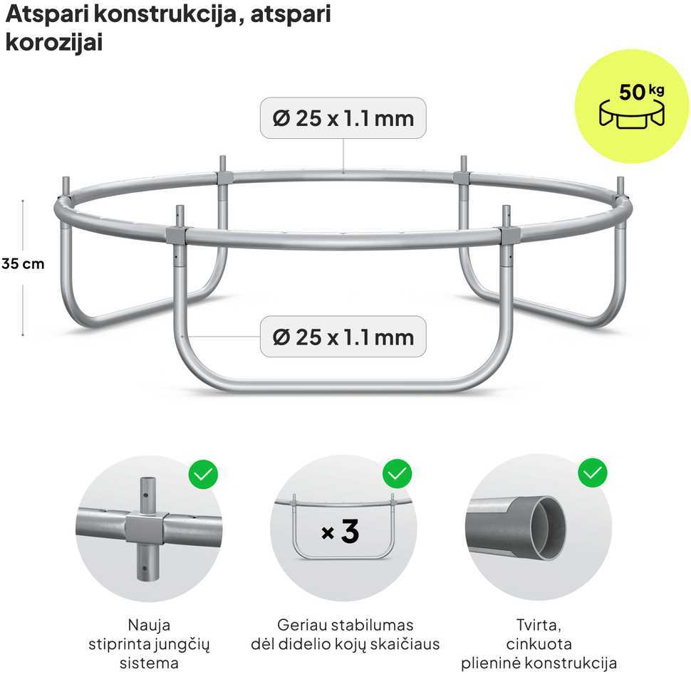 Zipro Jump Pro OUT batutas su išoriniu tinklu, 127 cm