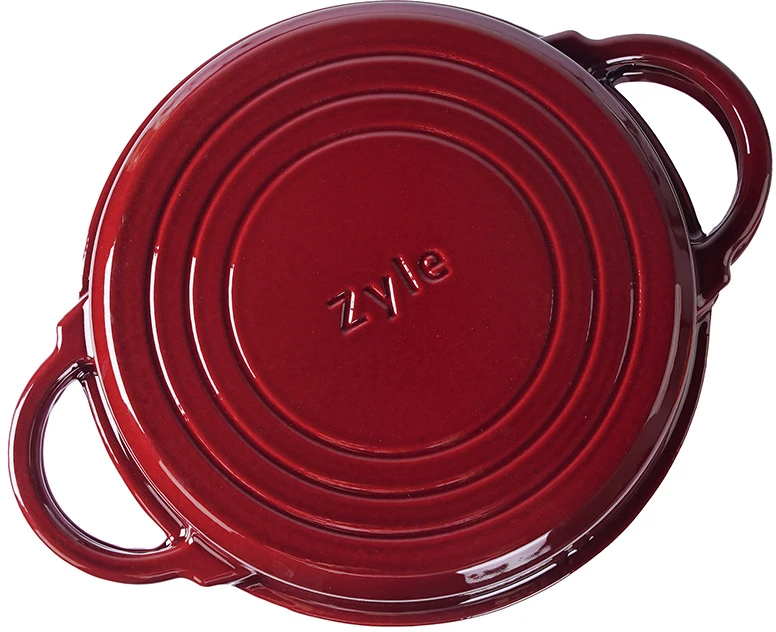 Apvalus emaliuotas ketaus puodas Zyle 2 in 1, ZY11RKI Ø22 cm, raudonas, 3,8 l