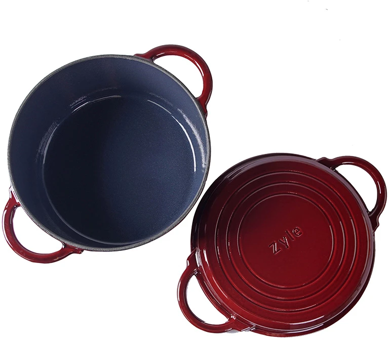 Apvalus emaliuotas ketaus puodas Zyle 2 in 1, ZY11RKI Ø22 cm, raudonas, 3,8 l