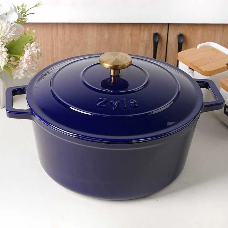 Apvalus emaliuotas ketaus puodas Zyle ZY020BLKI, mėlynas, Ø 27 cm, 6 l