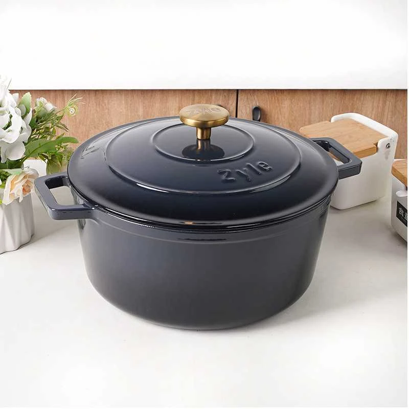 Apvalus emaliuotas ketaus puodas Zyle ZY020DGKI, pilkas, Ø 27 cm, 6 l