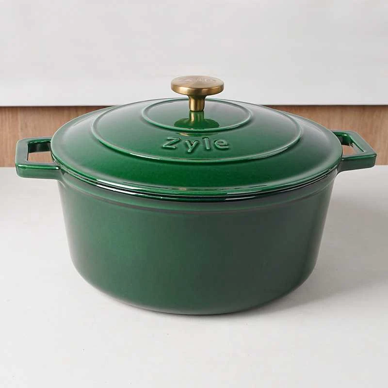 Apvalus emaliuotas ketaus puodas Zyle ZY020GRKI, žalias, Ø 27 cm, 6 l