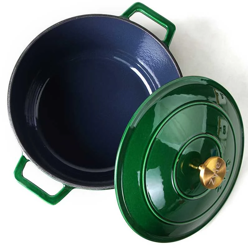 Apvalus emaliuotas ketaus puodas Zyle ZY020GRKI, žalias, Ø 27 cm, 6 l