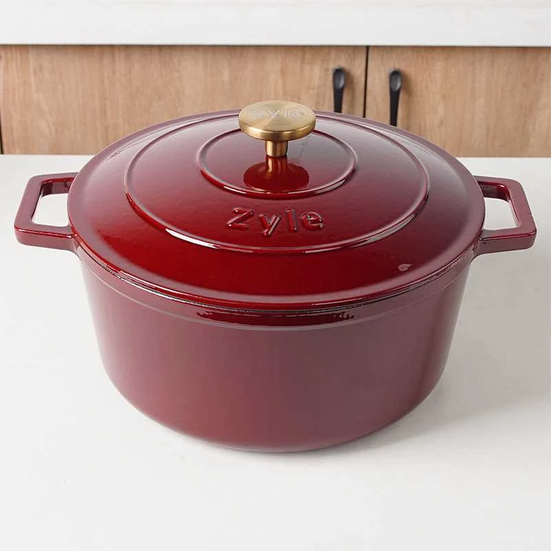 Apvalus emaliuotas ketaus puodas Zyle ZY020RKI, raudonas, Ø 27 cm, 6 l