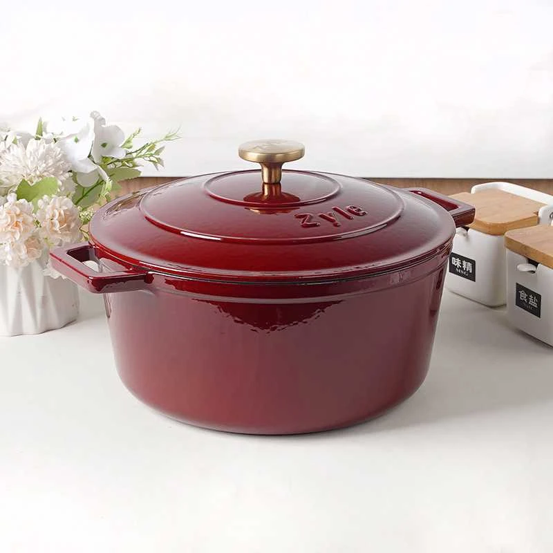 Apvalus emaliuotas ketaus puodas Zyle ZY020RKI, raudonas, Ø 27 cm, 6 l
