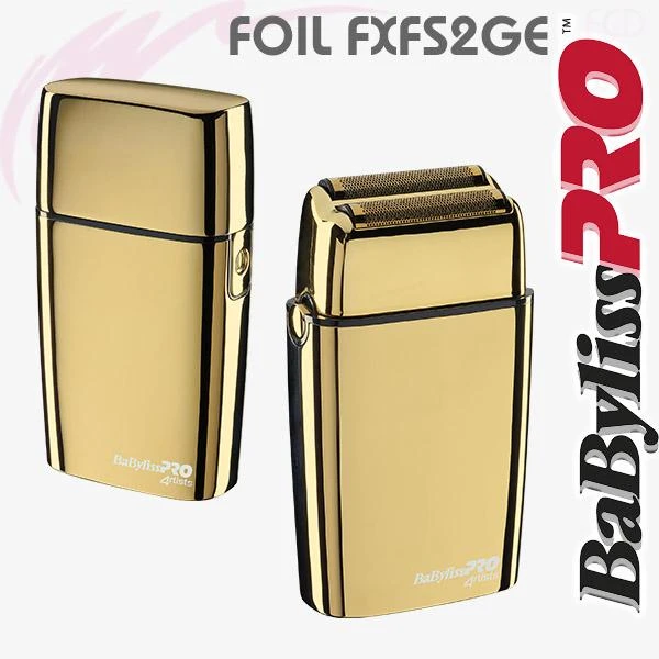Barzdaskutė Mobili įkraunama plaukų skutimo mašinėlė BaByliss PRO Double Foil Metal Shaver Gold FXFS2GE, aukso spalvos
