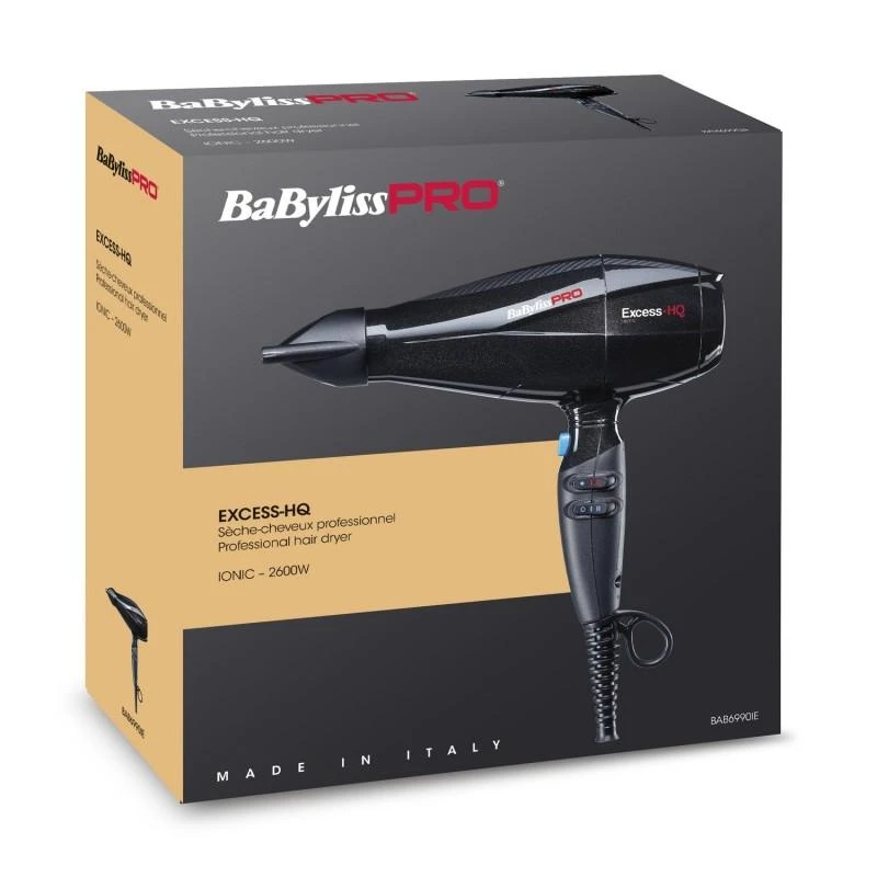 Plaukų džiovintuvas BaByliss PRO Excess HQ BAB6990IE, su jonų technologija, 2600 W