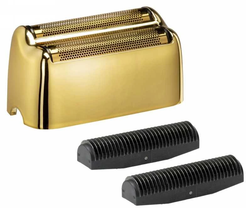 Tinklelio ir peiliukų rinkinys plaukų skutimo mašinėlei Babyliss Pro Replacement Foil Head 2 Cutters Gold FXRF2GE, skirtas plaukų skutimo mašinėlei FXFS2GE