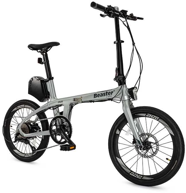 Beaster Scooter Sulankstomas elektrinis karboninio rėmo dviratis Beaster, BS126S, sidabrinis, 250 W