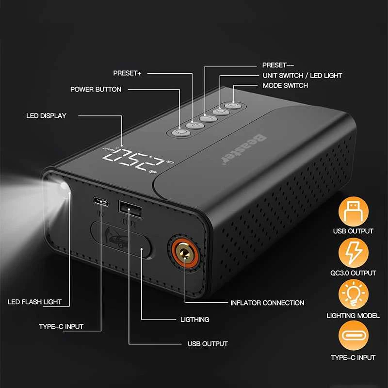Beaster Scooter Elektrinė pompa - automobilio užvedimo įrenginys Beaster, BS009PM, 1000 A, 10400 mAH