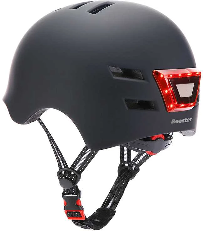 Beaster Scooter Šalmas Beaster BS02HBS, S dydis, juodas, su LED lemputėmis