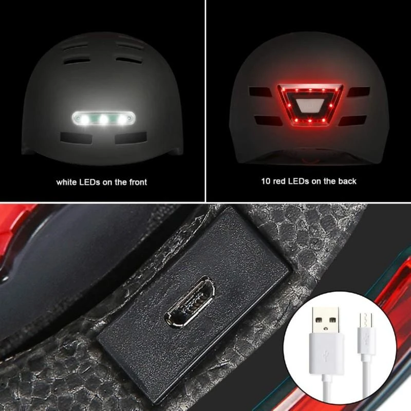 Beaster Scooter Šalmas Beaster BS51BL, M dydis, baltas, su LED lemputėmis