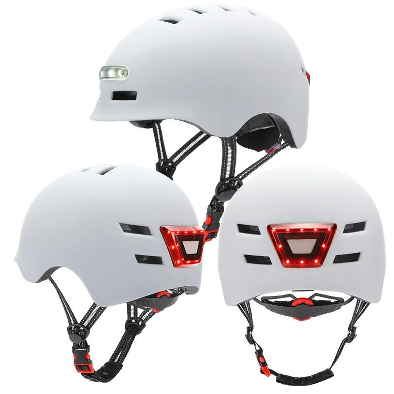 Beaster Scooter Šalmas Beaster BS51BL, M dydis, baltas, su LED lemputėmis