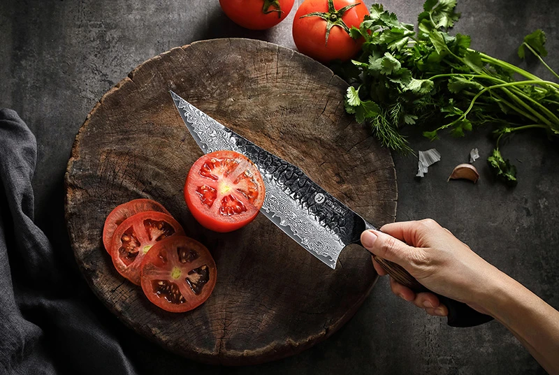 Damasko plieno peilis Kamazaki Juodas Damascus Chef Peilis, KZ50KN, 22 cm