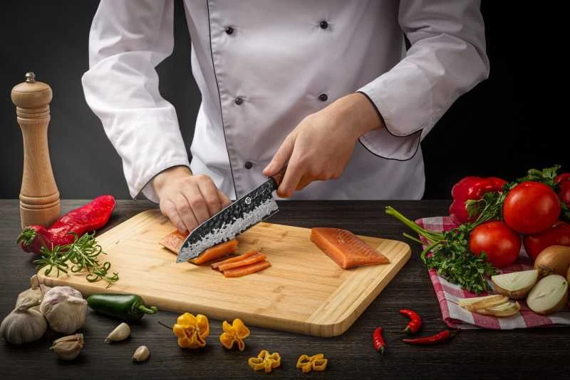 Damasko plieno peilis KAMAZAKI, Santoku peilis, 18 cm, KZI219KN