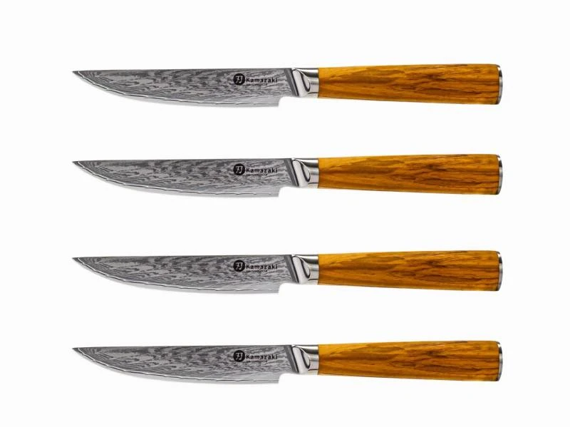 Damasko plieno peilių rinkinys kepsniams KAMAZAKI, 4 vnt. KZI001SET