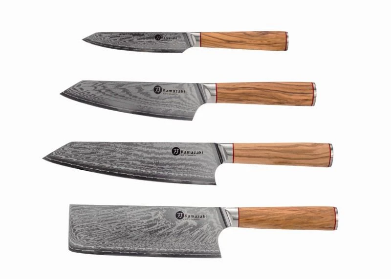 Damasko plieno peilių rinkinys kepsniams KAMAZAKI, 4 vnt. KZI003SET