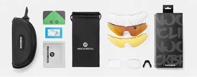 Dviratininko akiniai RockBros RB14210006004, UV400, keičiamais lęšiais