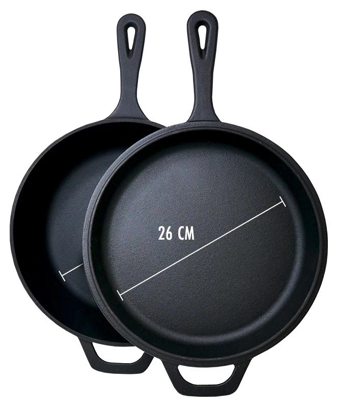 Emaliuotas ketaus kepimo indas Zyle, juodas, ZY226BKI, dviejų dalių, Ø26 cm