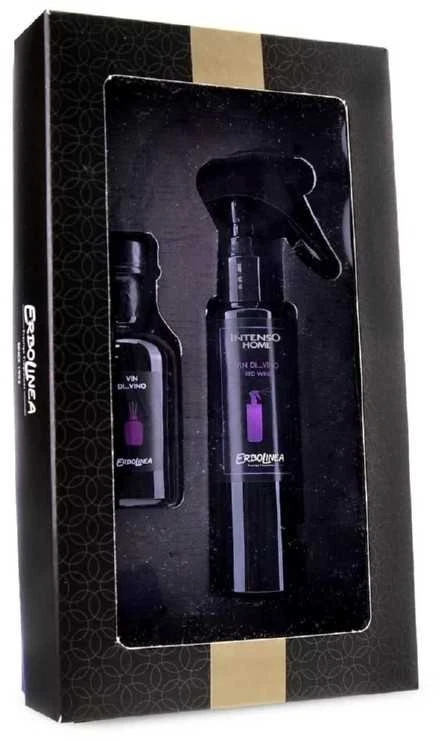 Kvapų namams rinkinys Erbolinea Prestige Vin Di Vino ERBGIFTPACK2, sudaro: purškiamas kvapas namams ir kvapas lazdelėmis, 100 ml ir 50 ml