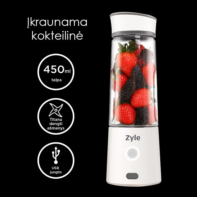 Pakraunama, nešiojama kokteilinė su titanu dengtais ašmenimis Zyle, ZY015RBW, baltos spalvos