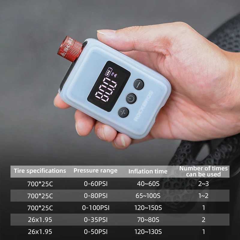 Įkraunama mini elektrinė pompa RockBros RB42720016001, LED ekranas