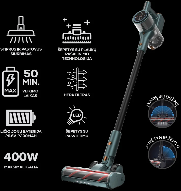 Įkraunamas dulkių siurblys Zyle Enzo ZY011VC, 400 W